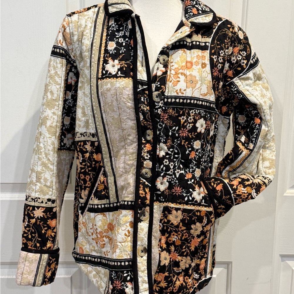Anthropologie Jacket Patchwork Quilted Jacket Floral Boho Coat Size S - Picture 10 of 14
